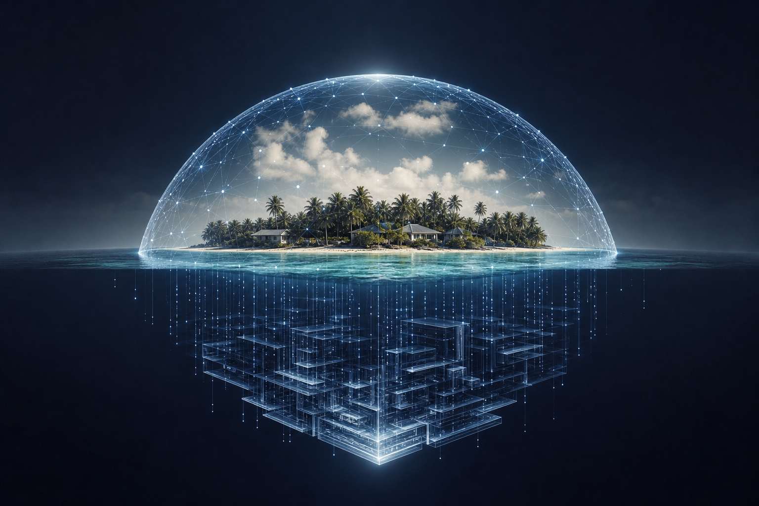 Future Now Project and Tuvalu sovereign digital infrastructure — minimalist vector